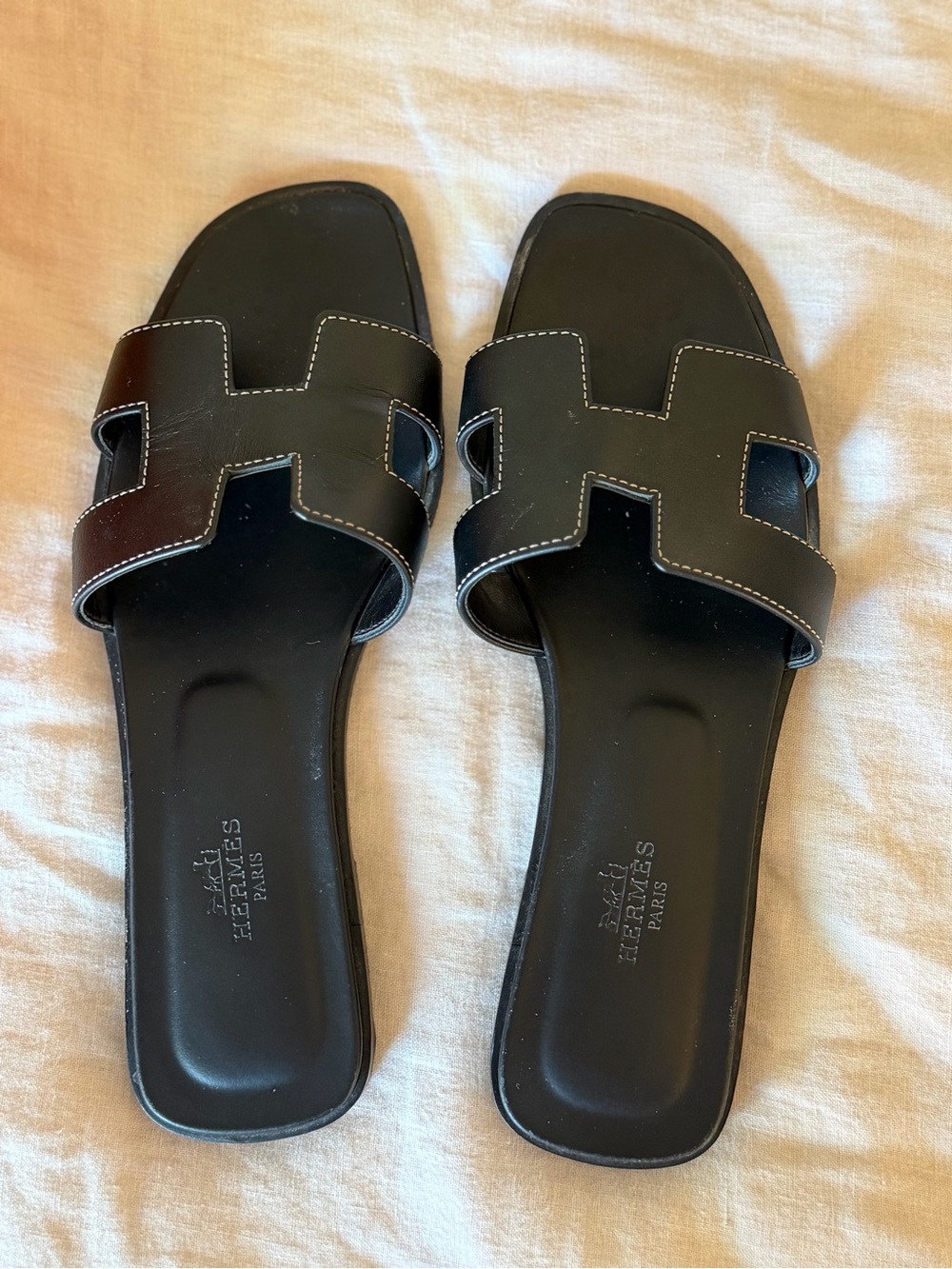 Hermès Black Oran Sandals - Women's size 36 1/2